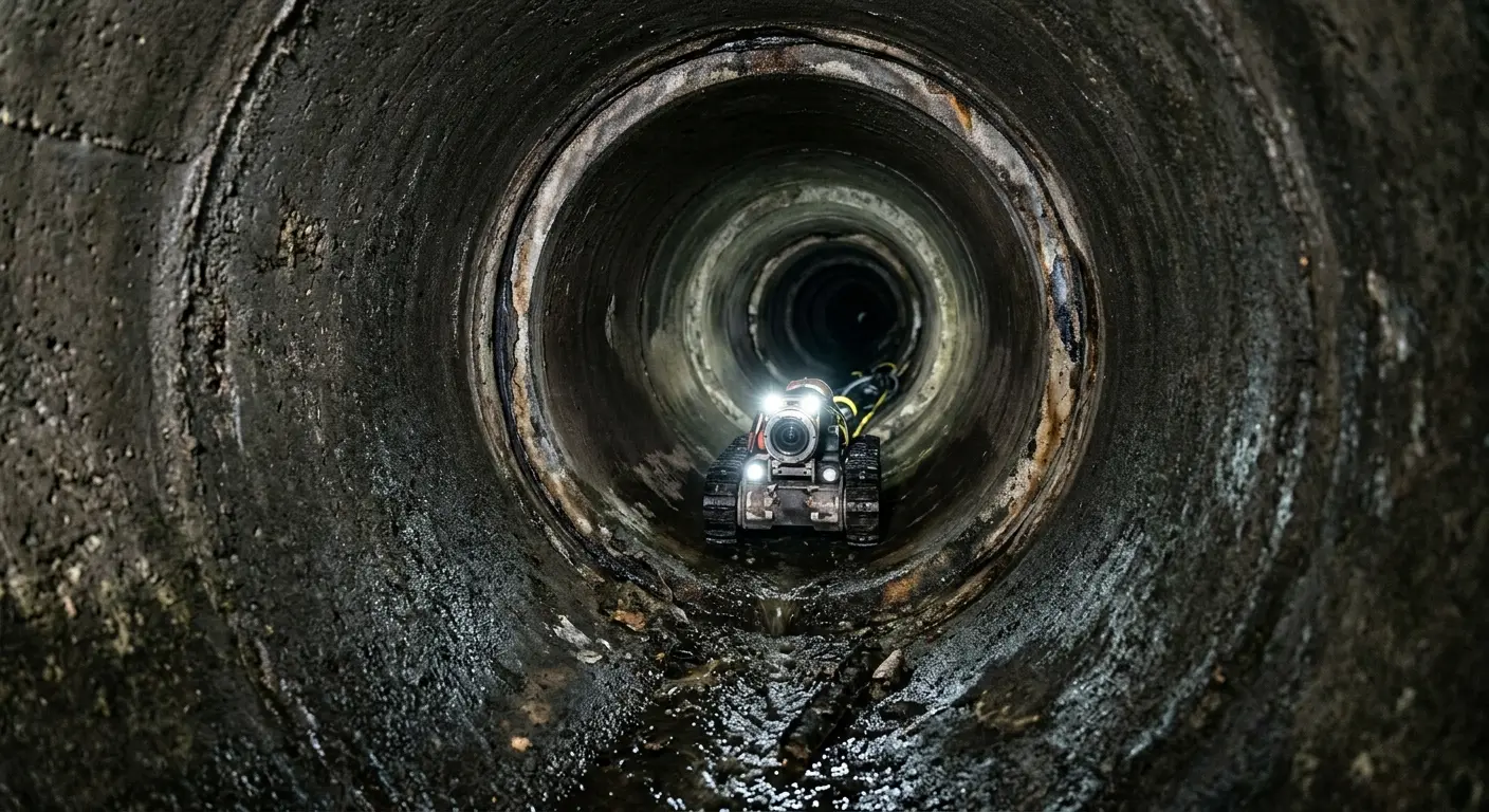 Robotic sewer camera inspecting pipe interior for Drain Snake Service in Fort Oglethorpe